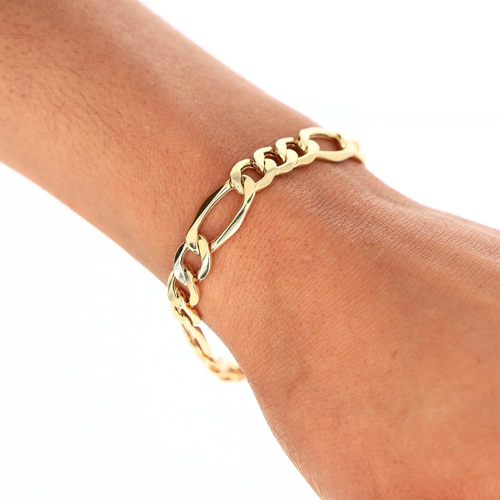 Amazon | Nuragold 10K リアルイエローゴールド フィガロリンク 8mm